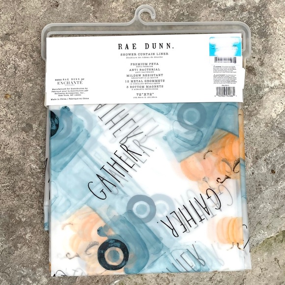 Rae Dunn GATHER Shower Curtain Liner - Picture 2 of 5